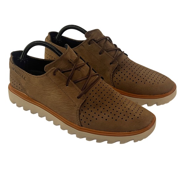 Merrell Other - Merrell Downtown Shoe Mens 9 Stone Brown Leather Perforated Casual Light Sneaker